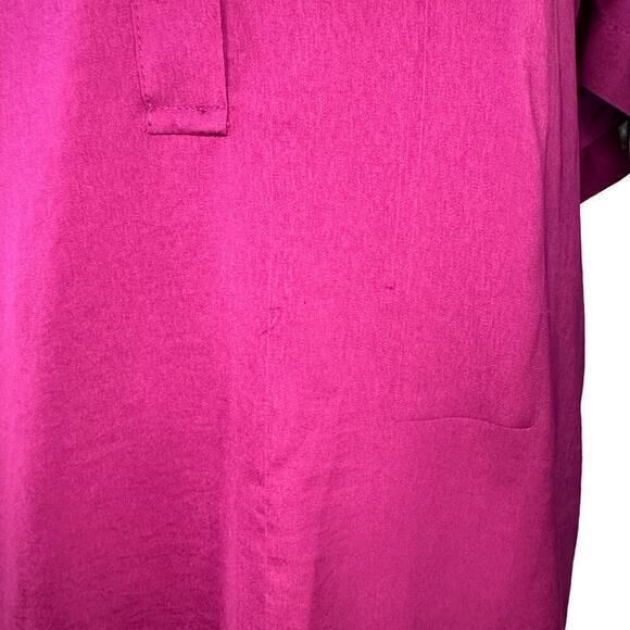 Chico’s Purple V-Neck Drawstring sides shirt sleeve blouse hidden buttons-size 2 - Picture 10 of 11